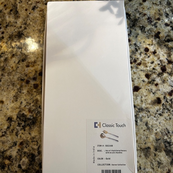 Set of 2 Gold Salad Servers with Acrylic Handles, Serving Spoon, Serve ware - Picture 4 of 4